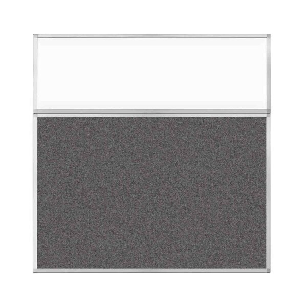 Hush Panel Configurable Cubicle Partition 6' x 6' W/ Window Charcoal Gray Fabric Clear Window